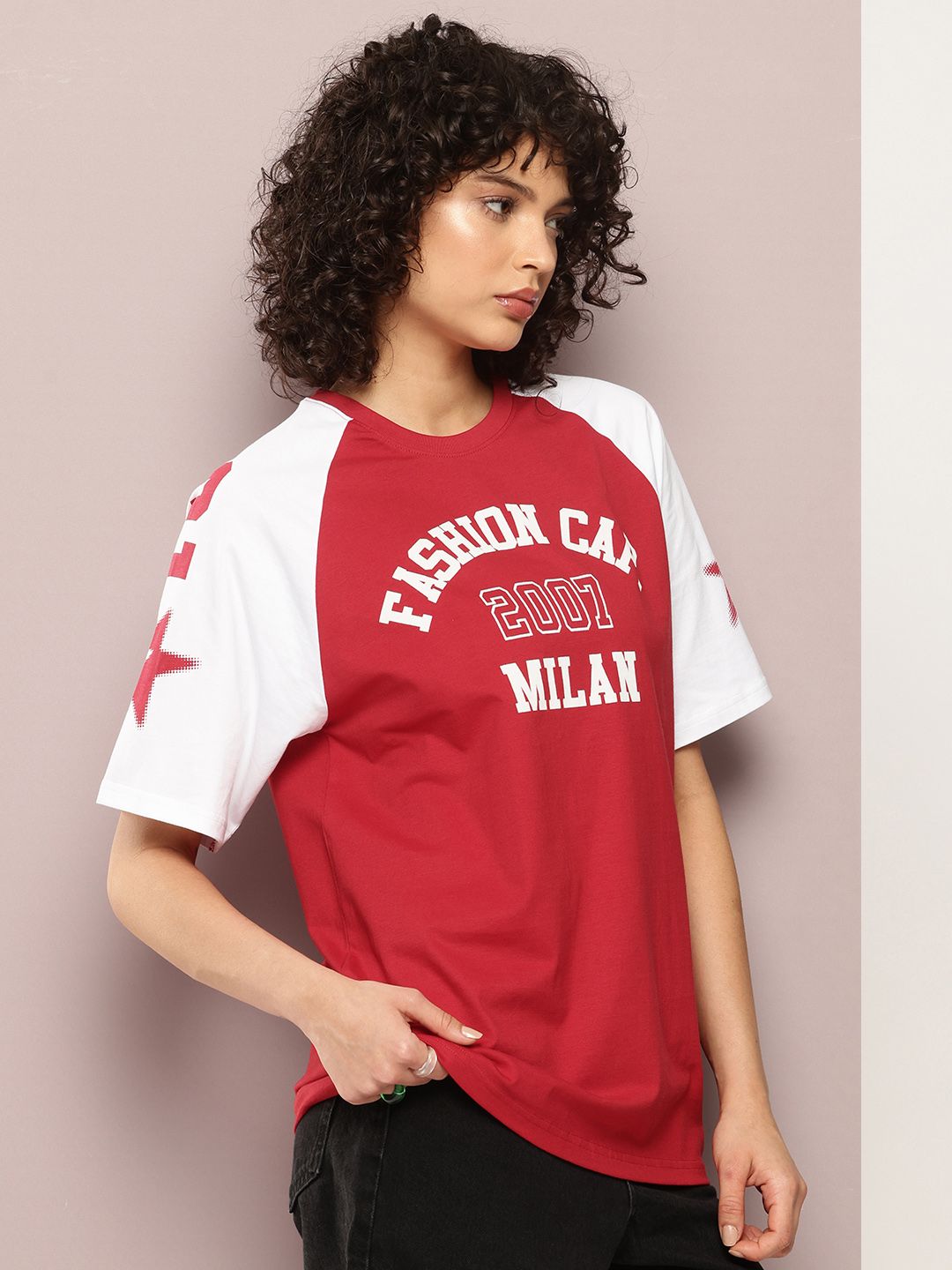 DILLINGER Women Oversized Raglan Sleeve Printed Tshirt