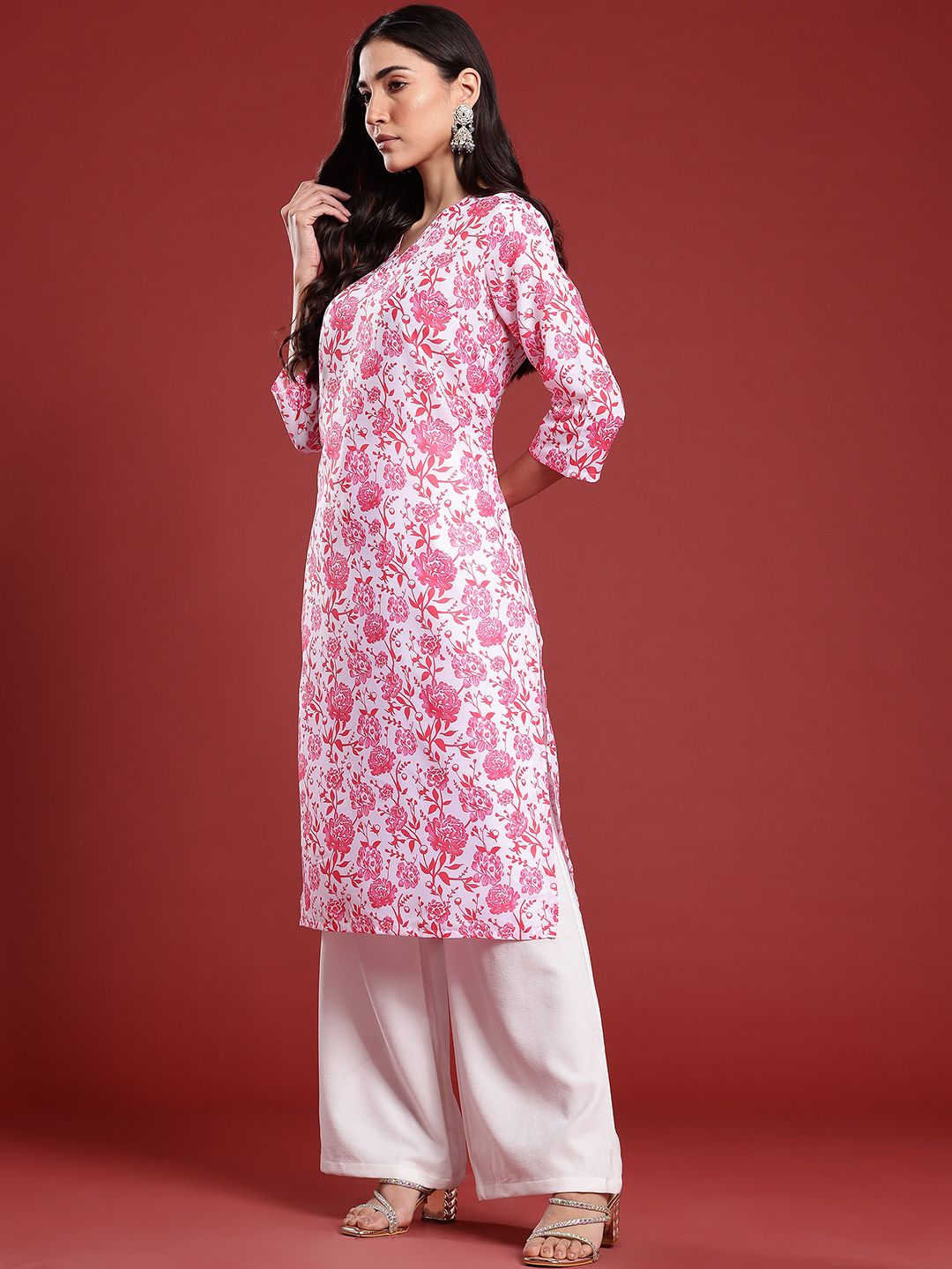 Anouk Floral Print Straight Kurta