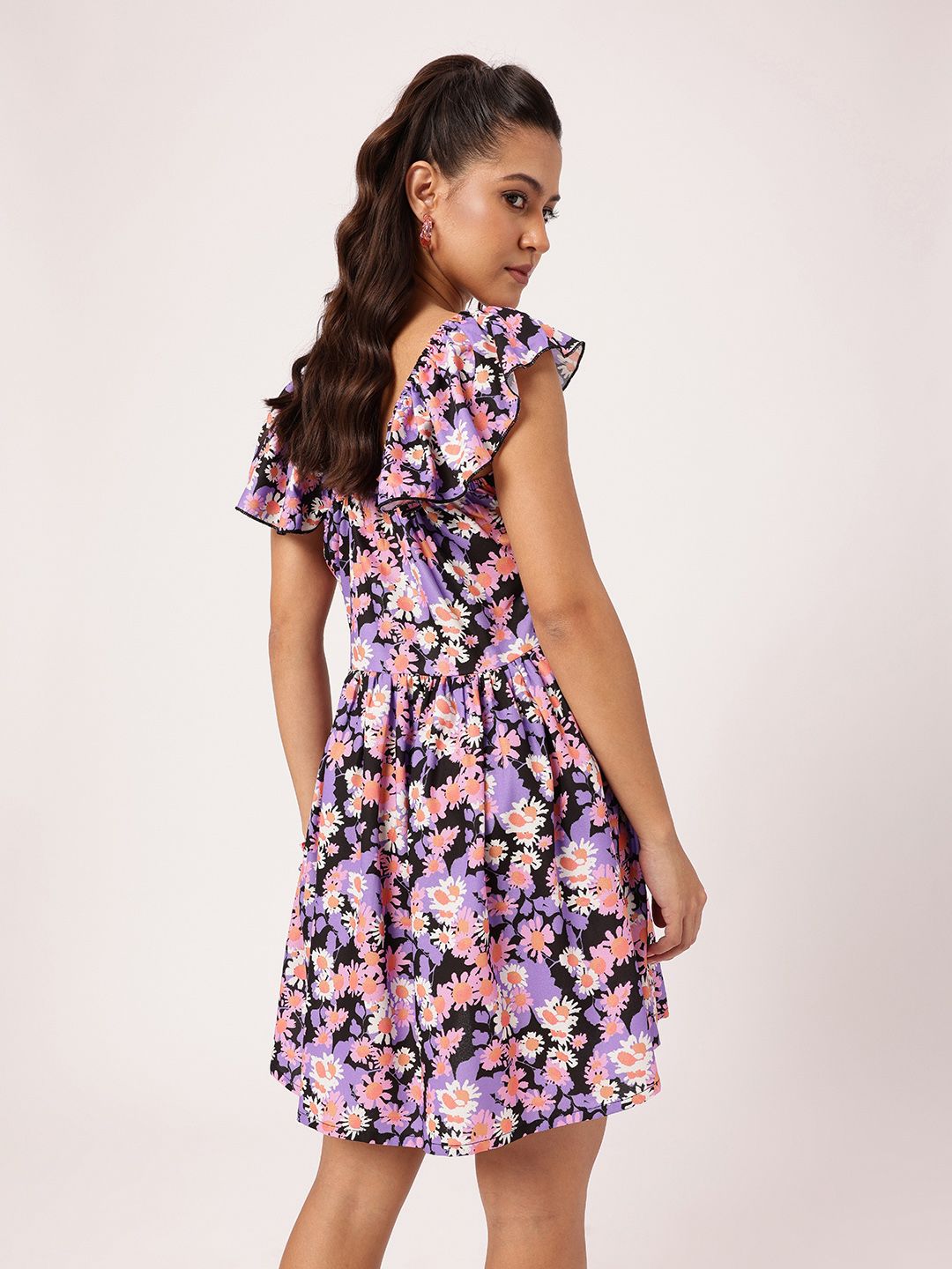 DressBerry Flattering Fun Floral Printed A-Line Mini Dress