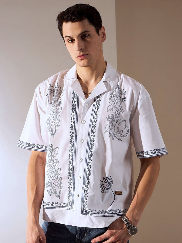 DENNISON Men Ethnic Hand Block Printed Oversized Shirt