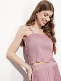 DressBerry Normcore Chic Accordion Pleated Crop Top