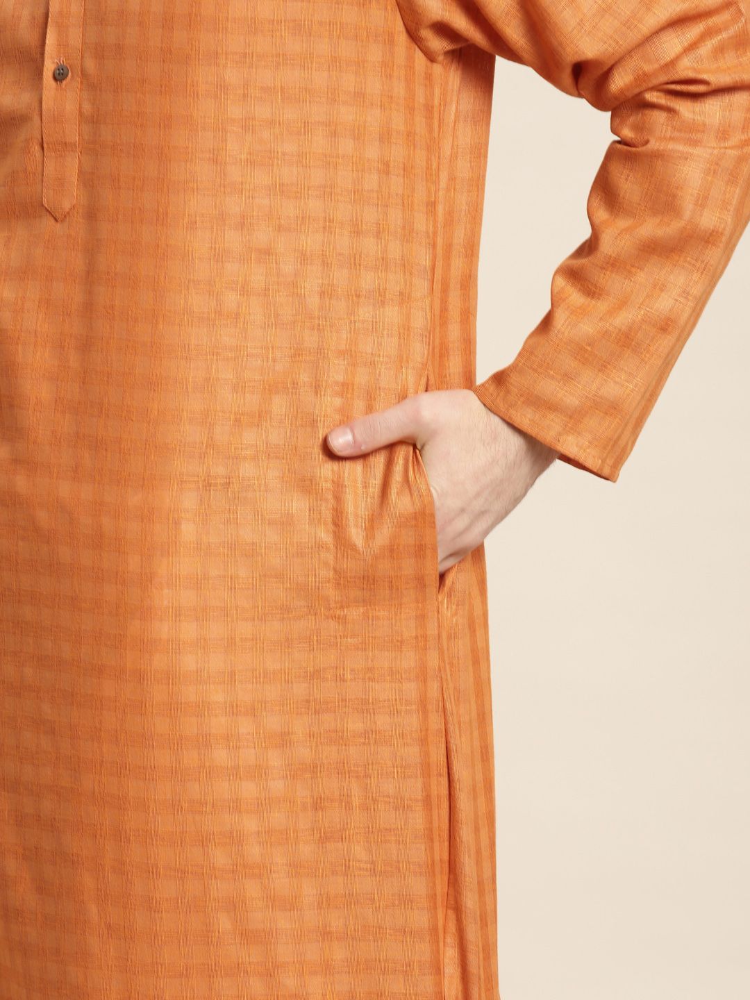 SOJANYA Men Orange Kurta with Churidar