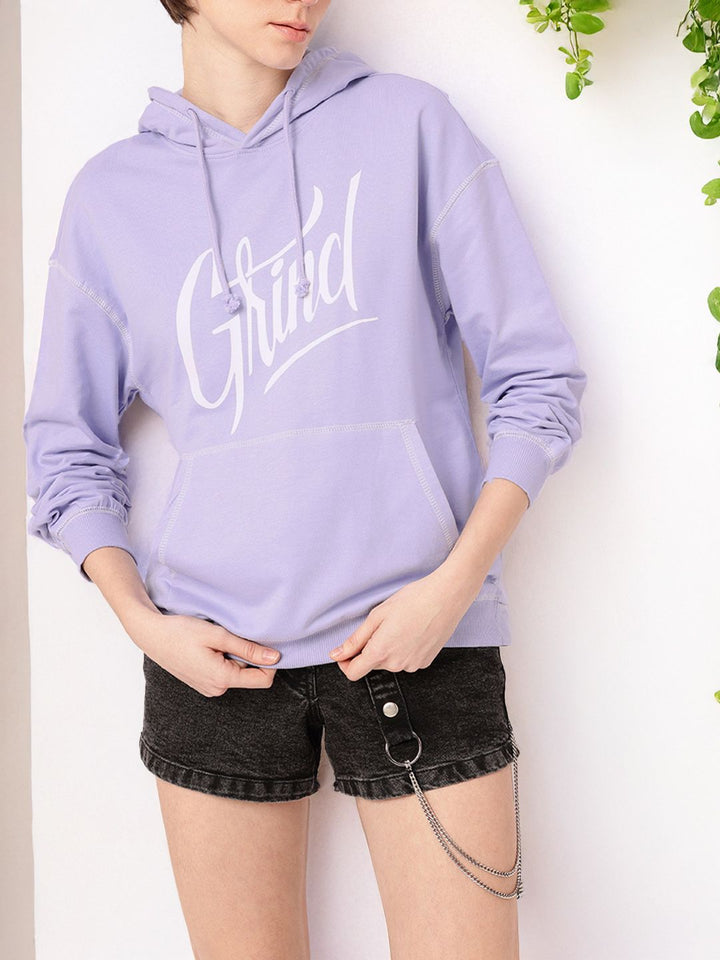 DressBerry Printed Hooded Cotton Terry Relaxed Fit Sweatshirt