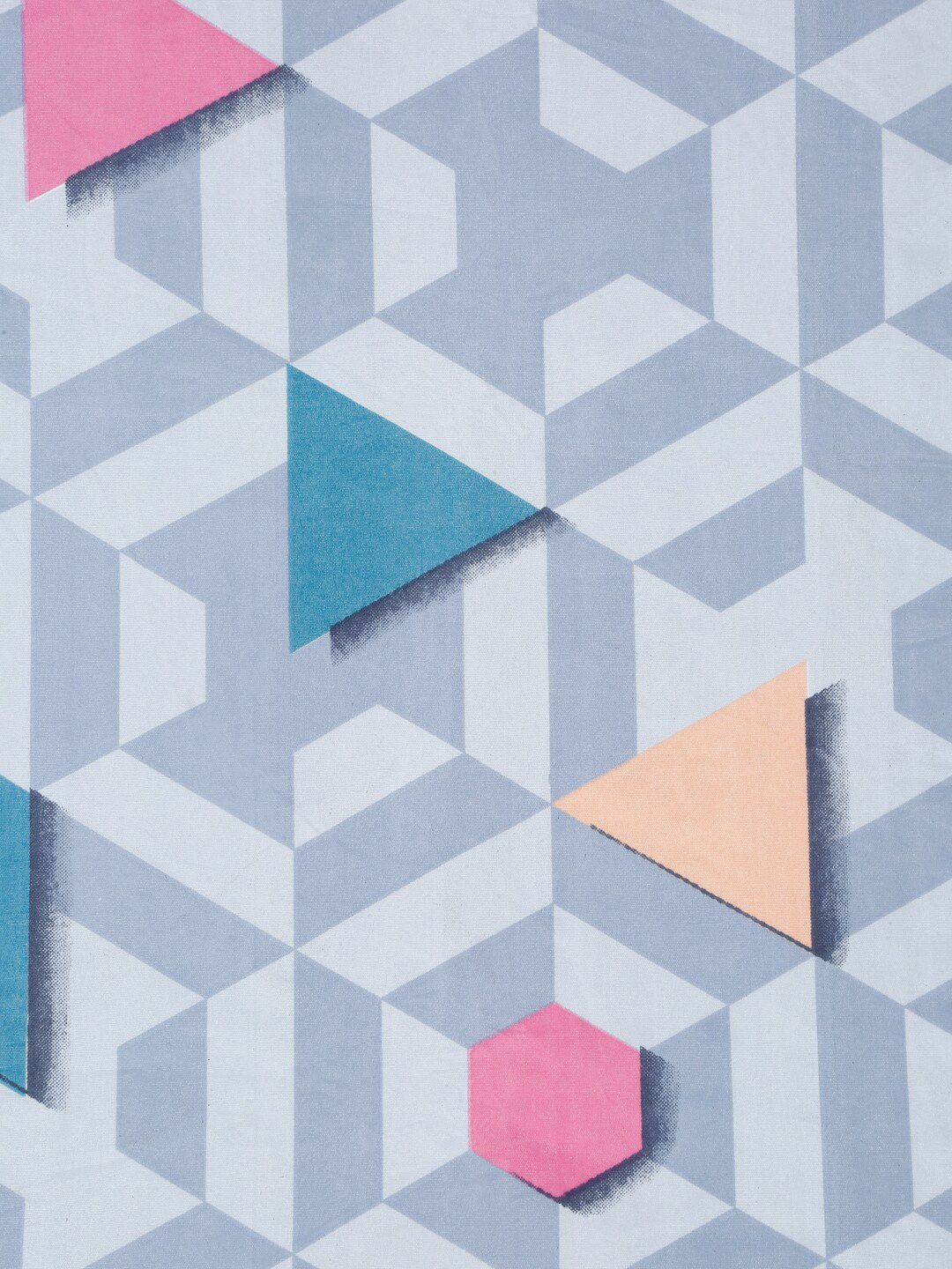 KLOTTHE Blue & Pink Geometric Printed 300 TC Single Bedsheet With Pillow Cover