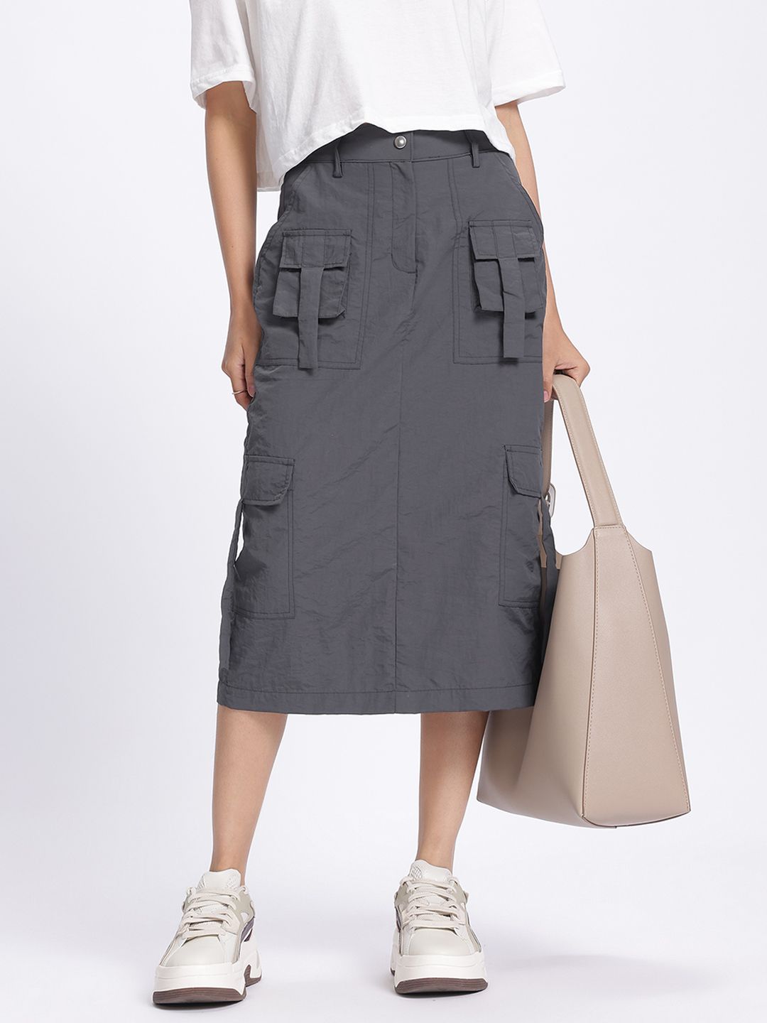 DressBerry Functional Fashion Cargo Style Midi Straight Skirt
