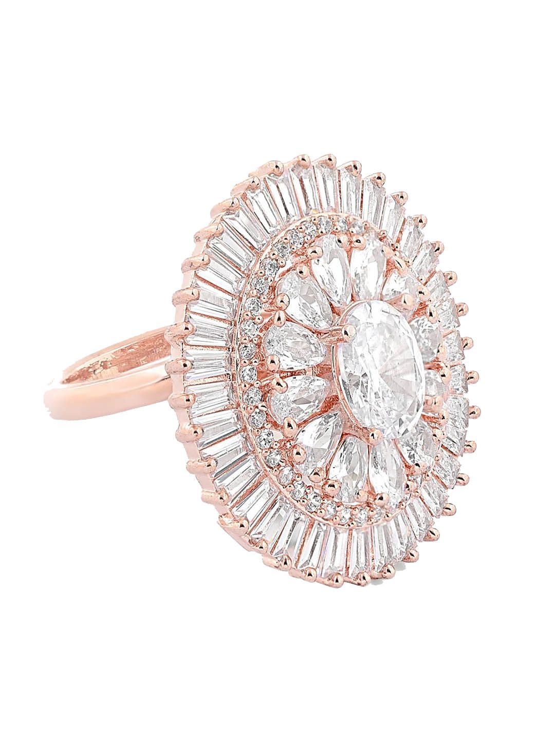 Cincin Jari Boleh Laras Zaveri Pearls Rose Saduran Emas CZ