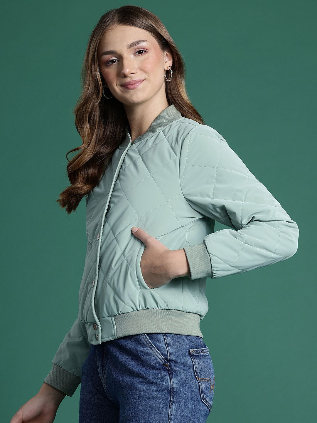DressBerry Stand Collar Quilted Jacket
