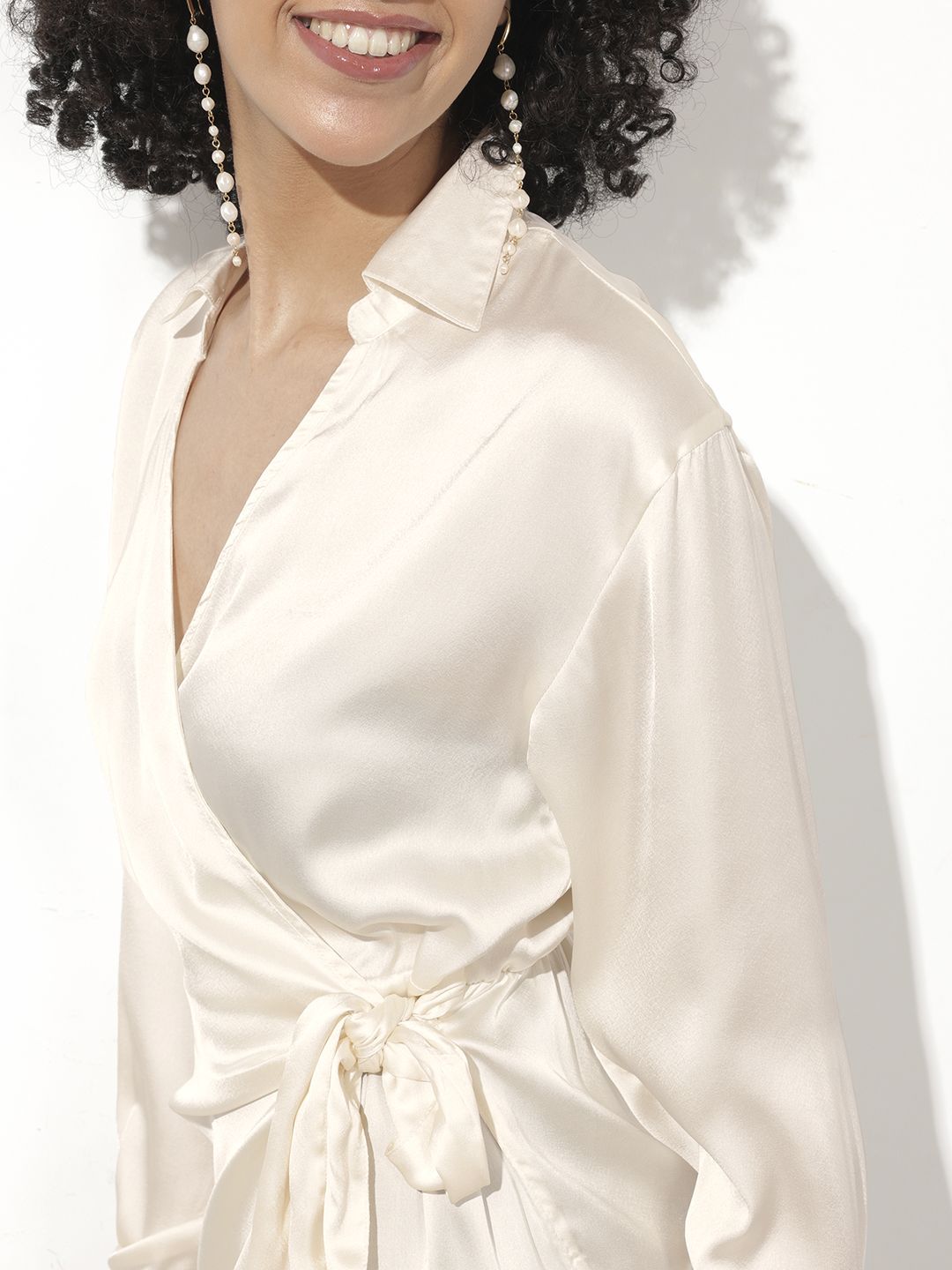 DressBerry Classic White Bodice Wrap Dress