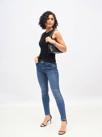 SASSAFRAS Black Sleeveless Ruched Fitted Top