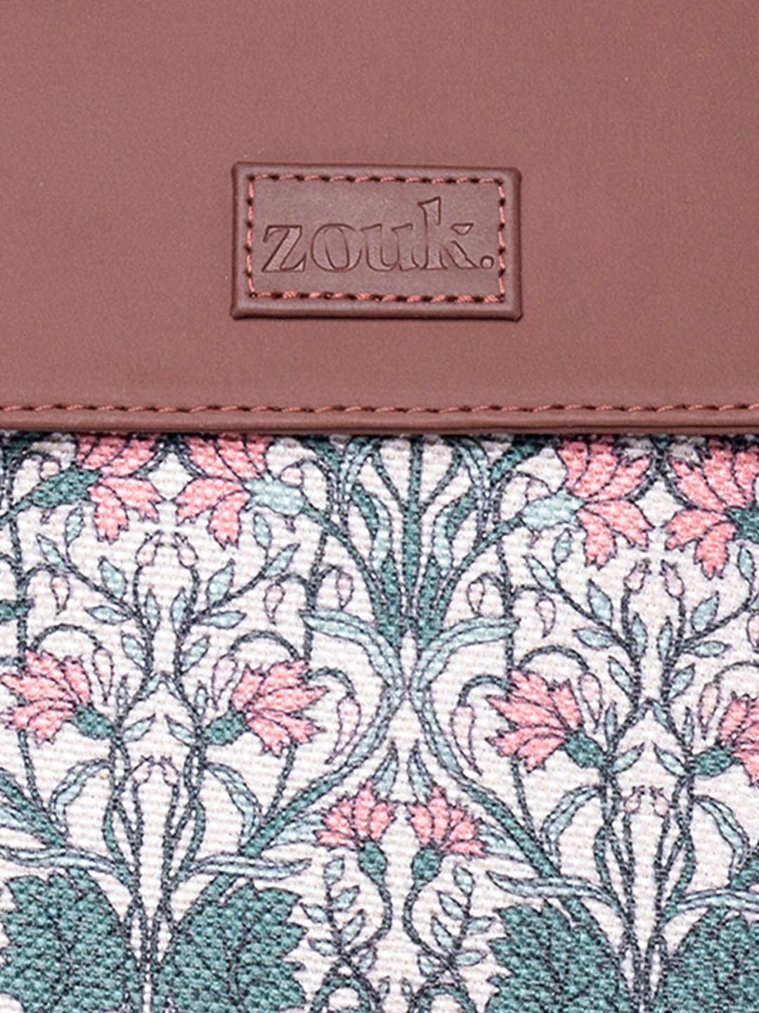 ZOUK Floral Printed Structured Vegan Leather Sling Bag