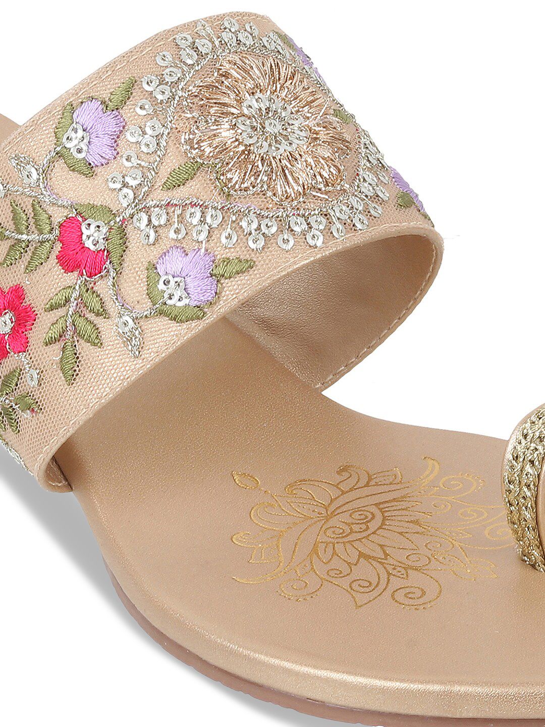 Metro Ethnic Embellished One Toe Wedges