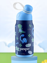 Pexpo Blue Printed Stainless Steel Double Wall Vacuum Water Bottle 420ml
