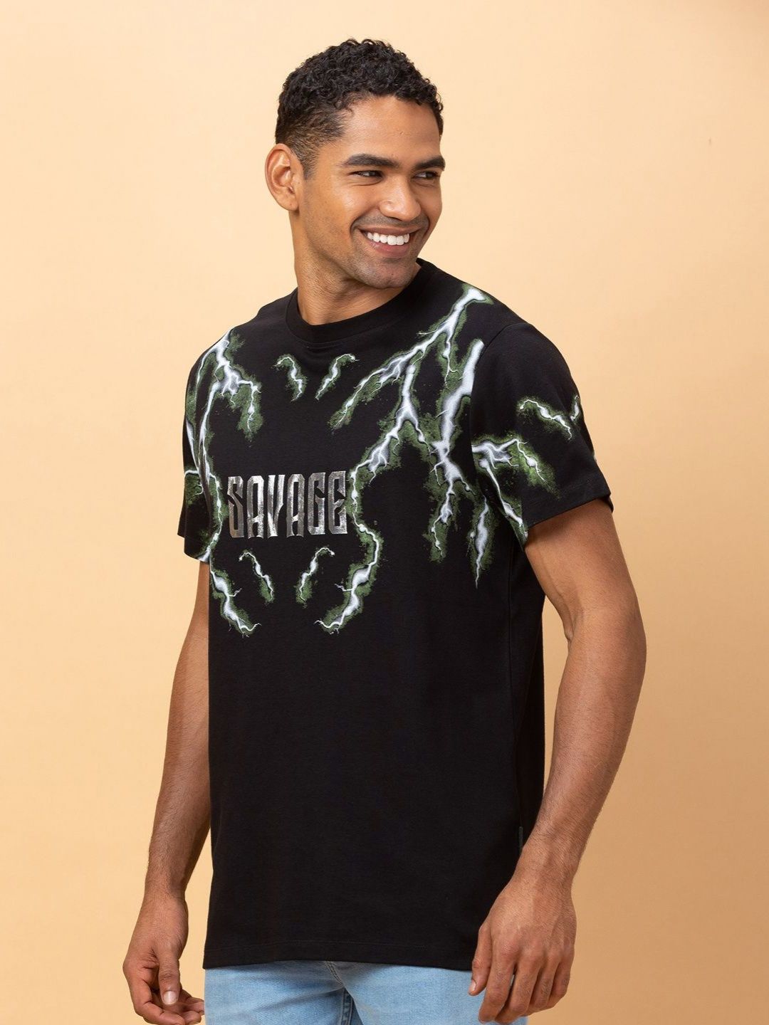 Being Human Men Typography Printed Pockets T-shirt