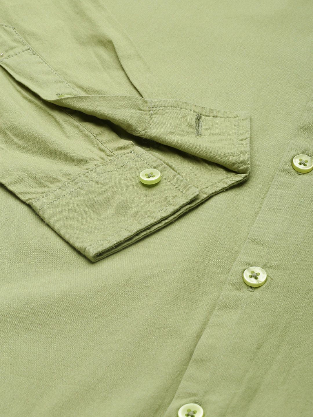 The Indian Garage Co Men Green Solid Pure Cotton Casual Shirt