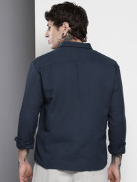 The Indian Garage Co Men Relaxed Fit Solid Dobby Resort Wear Shirt