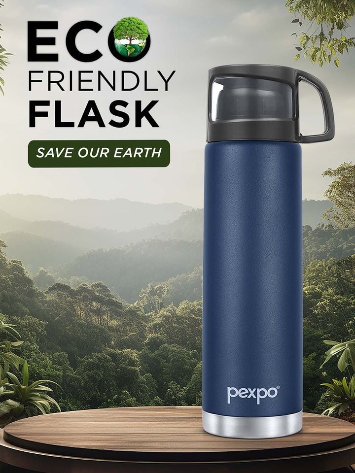 Pexpo Fererro Blue ISI Certified Thermosteel Hot and Cold Flask Water Bottle 1000ml