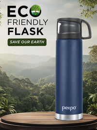 Pexpo Fererro Blue ISI Certified Thermosteel Hot and Cold Flask Water Bottle 1000ml
