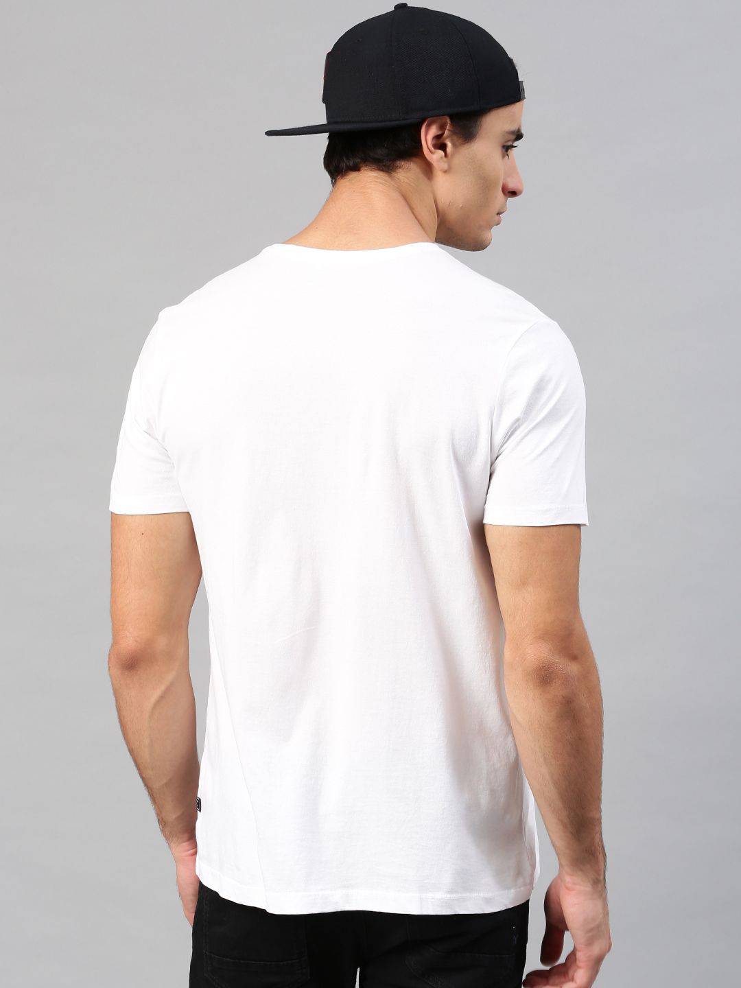 HRX by Hrithik Roshan Men White  Orange Printed Cotton Pure Cotton T-shirt