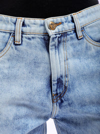 The Indian Garage Co Men Straight Fit Printed Clean Look Heavy Fade Pure Cotton Jeans