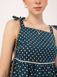 DressBerry Pleasing Polka Bow Tie Straps A-Line Top