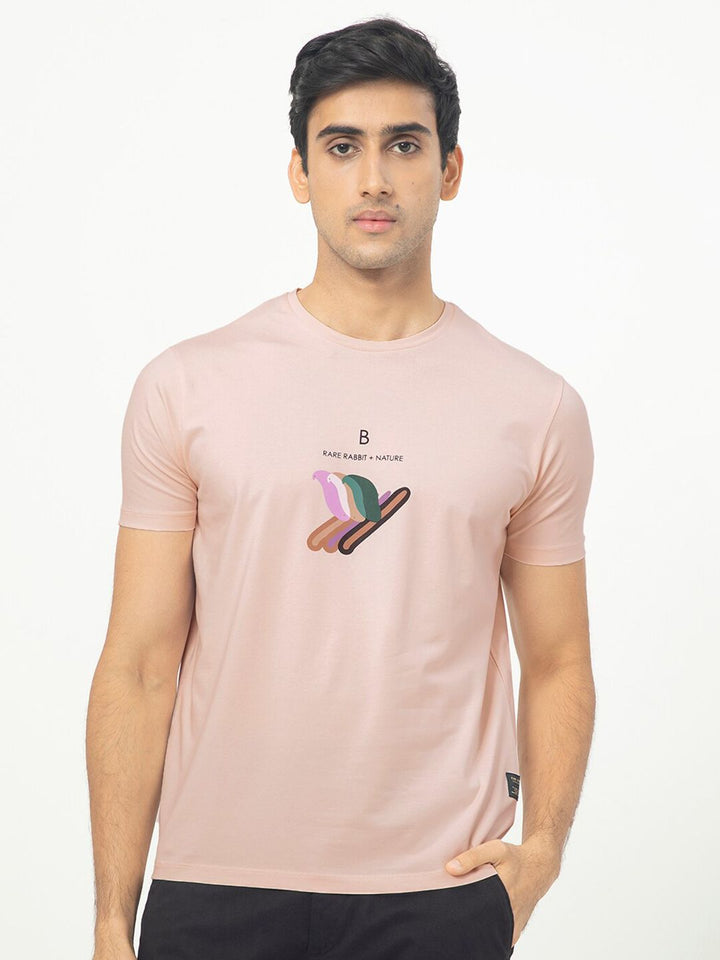 RARE RABBIT Men Erdon Round Neck Slim Fit Cotton T-Shirt
