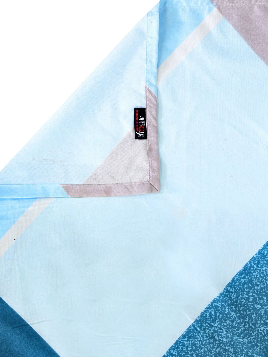 KLOTTHE Turquoise Blue & Yellow Geometric 300 TC King Bedsheet with 2 Pillow Covers