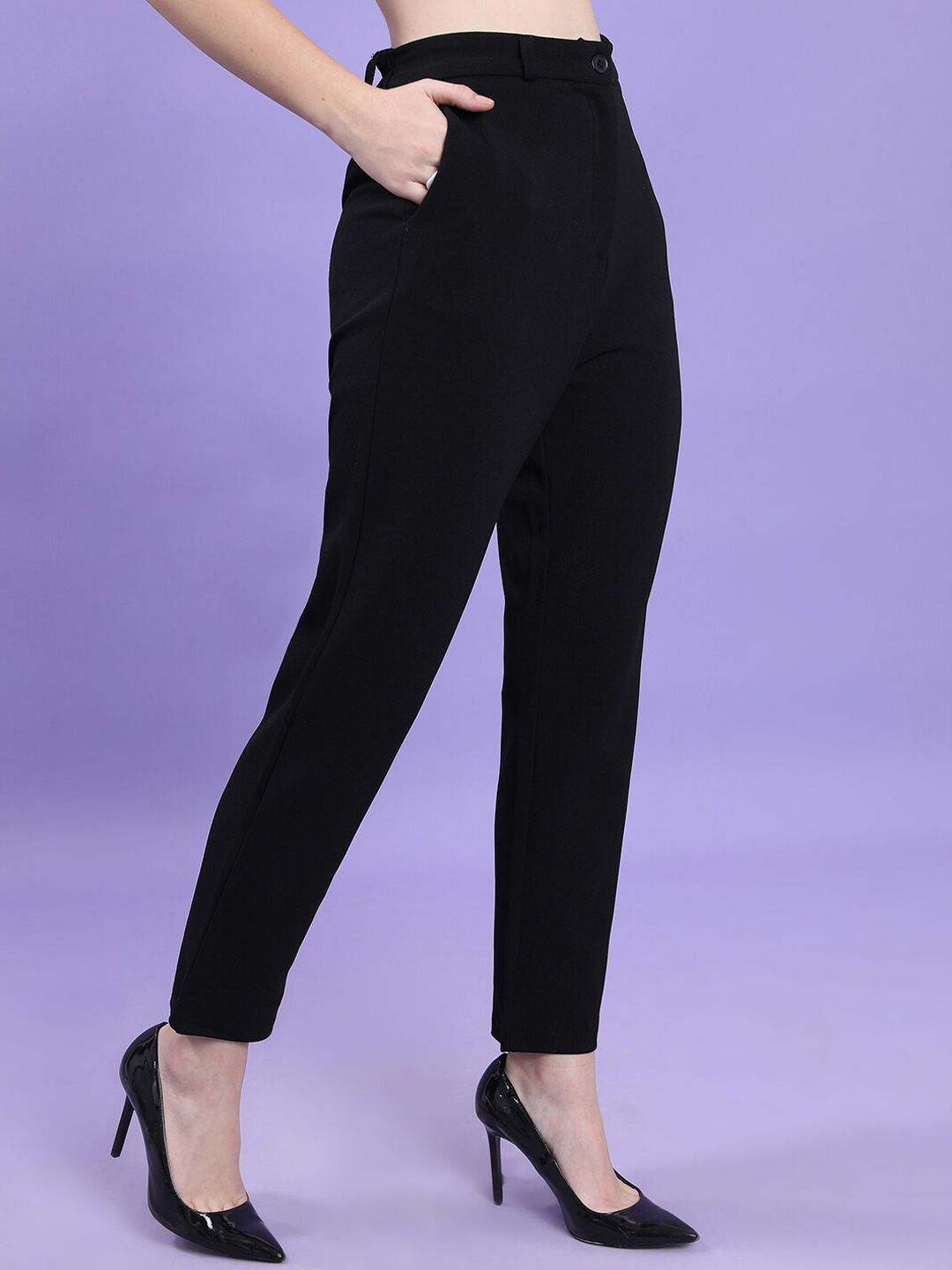 CHIC BY TOKYO TALKIES Women Slim Fit High-Rise Formal Trousers