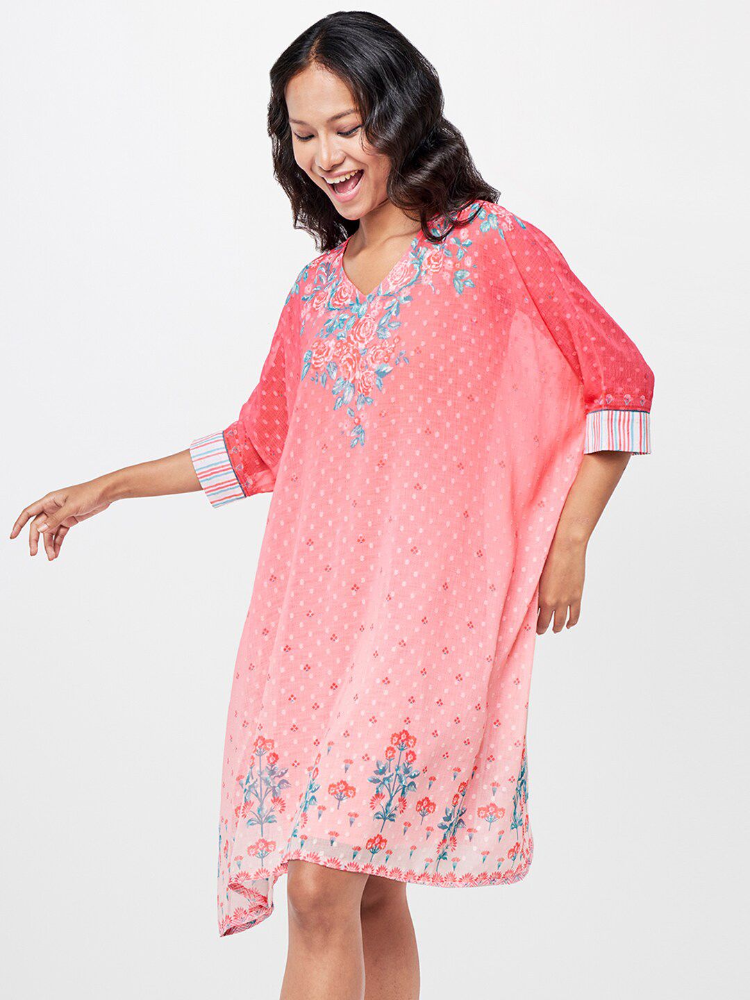 Global Desi V-Neck Printed Dress