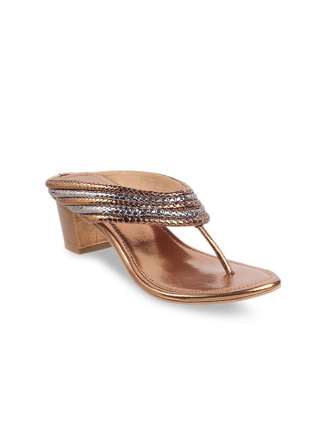 Mochi Gold-Toned Embellished Block Sandals