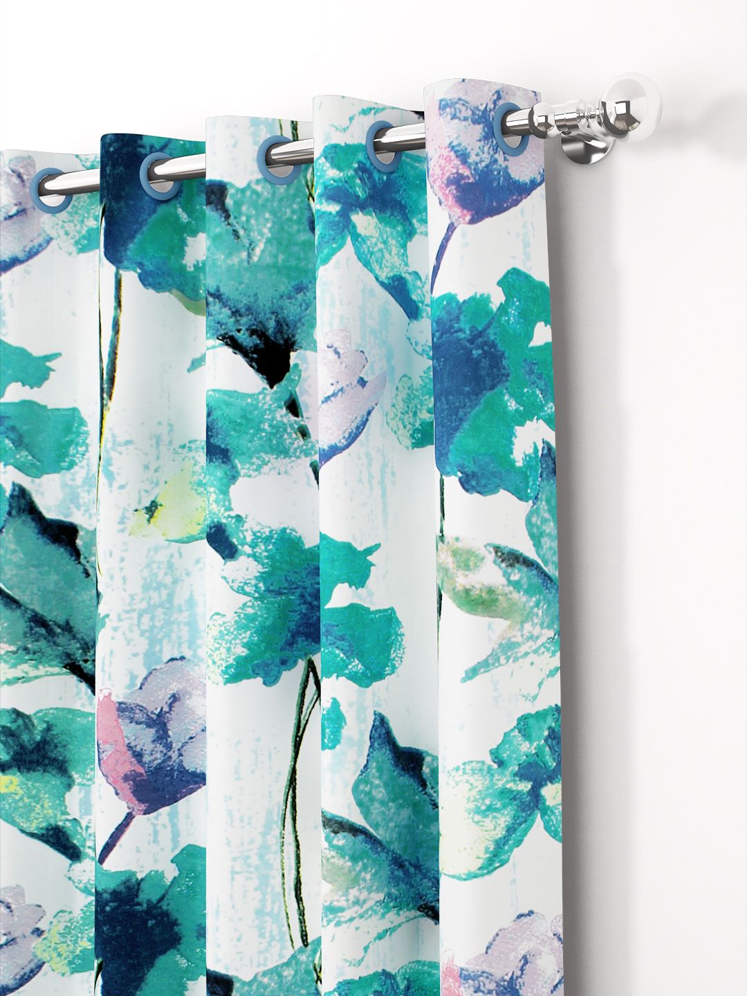 Story@home White & Pink 2 Pieces Floral Door Curtain