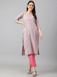 KALINI Striped Straight Kurta with Trousers