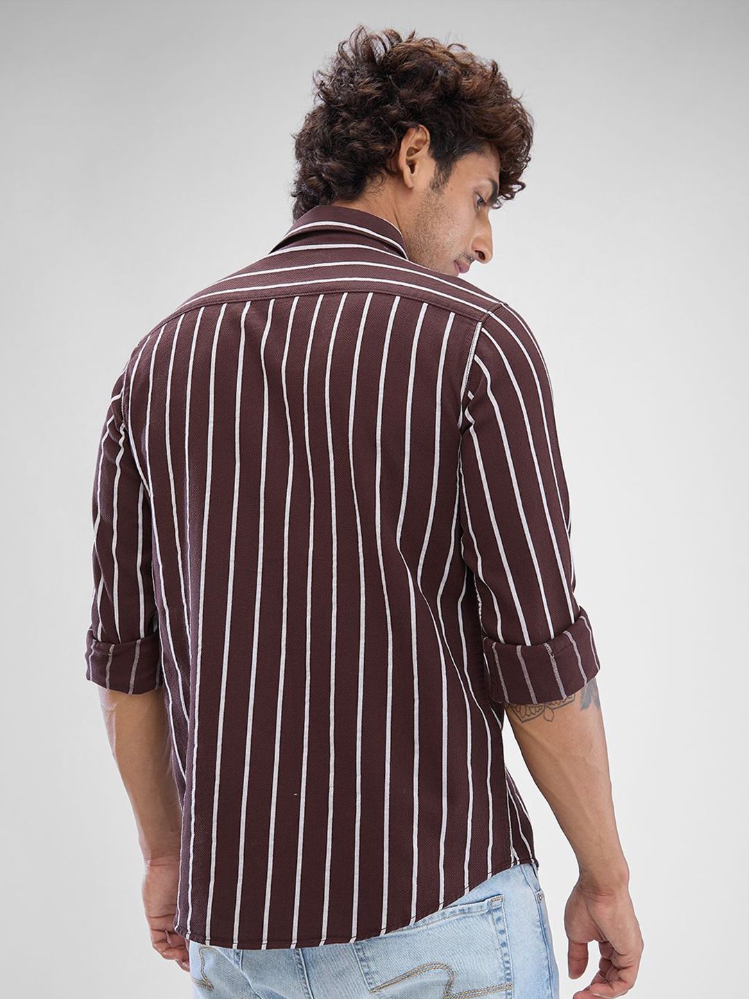 SPYKAR Men Striped Spread Collar Slim Fit Casual Shirt