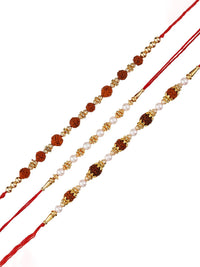 Pek eCraftIndia 3 Rakhi Berwarna-warni dengan Set Roli Chawal