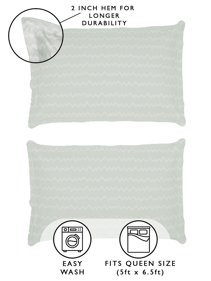 Story@home Arena White & Blue Geometric Microfiber 180 TC Queen Bedsheet & 2 Pillow Covers
