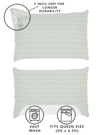Story@home Arena White & Blue Geometric Microfiber 180 TC Queen Bedsheet & 2 Pillow Covers