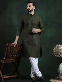 SOJANYA Ethnic Motifs Embroidered Mandarin Collar Thread Work Cotton Straight Kurta