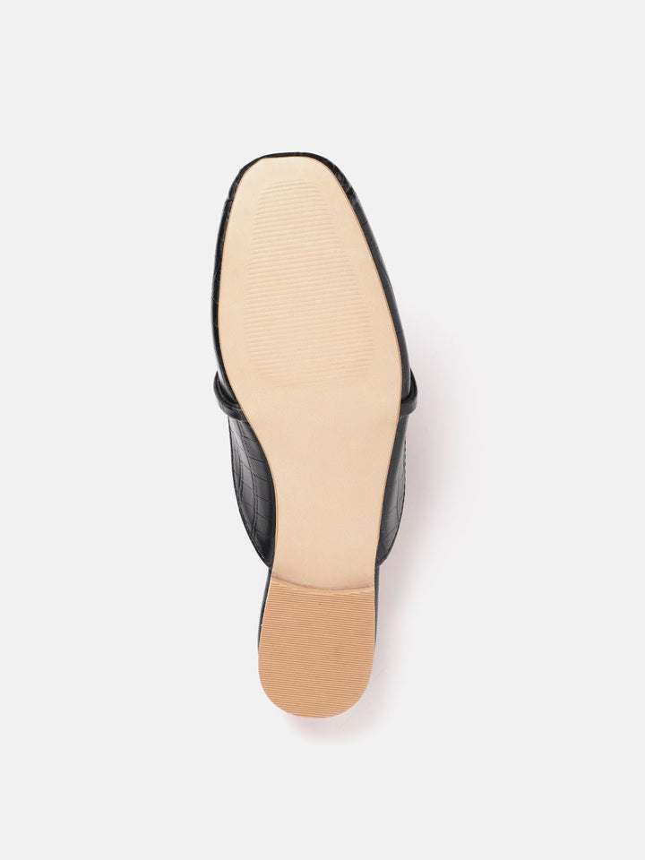 Lino Perros Women Croc Textured Mules With Metallic Detail