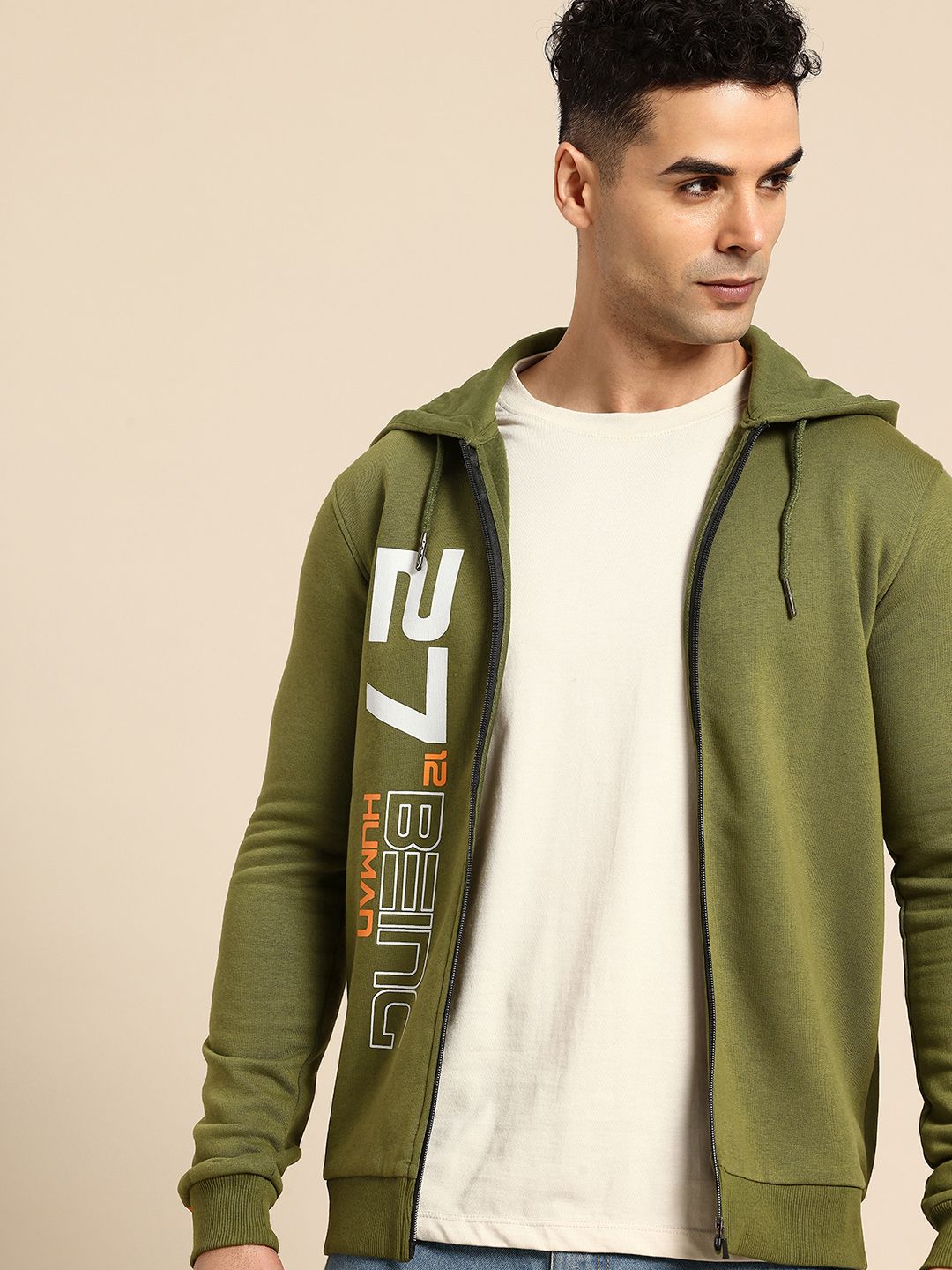 Being Human Brand Logo Printed Hooded Sweatshirt