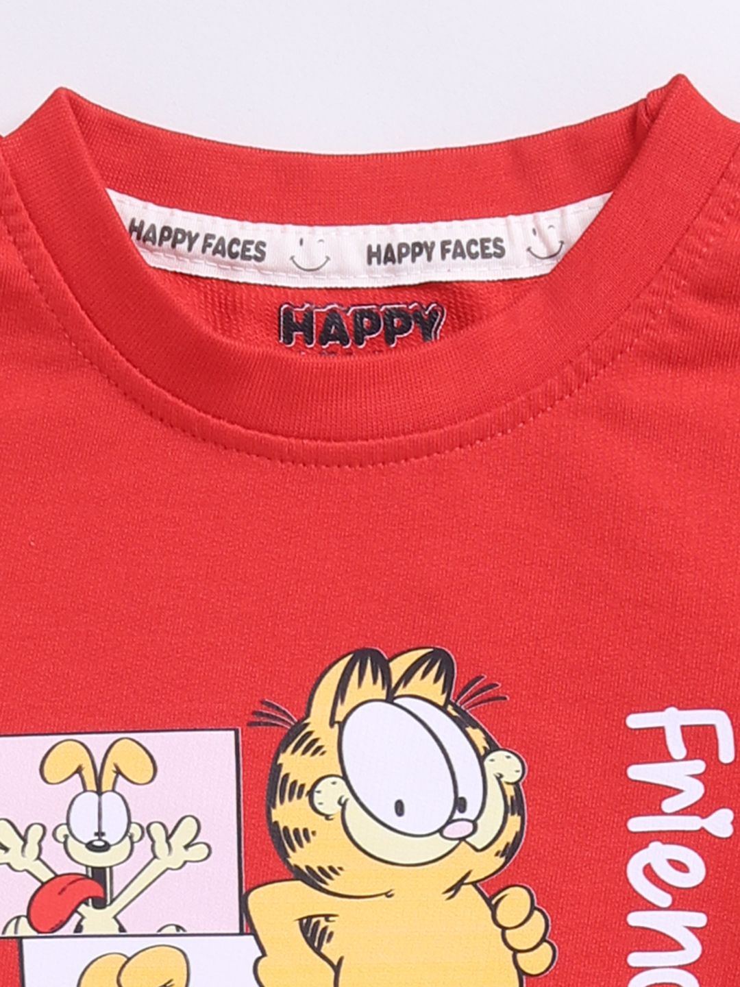 Happy Faces Boys Garfield Printed Pure Cotton T-shirt with Trousers