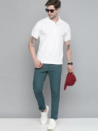 The Indian Garage Co Men Teal Slim Fit Chinos Trousers