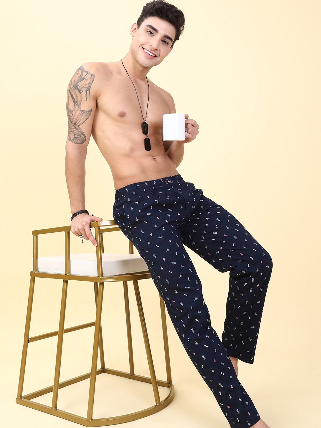 The Indian Garage Co Men's Pure Cotton Printed Lounge Pants