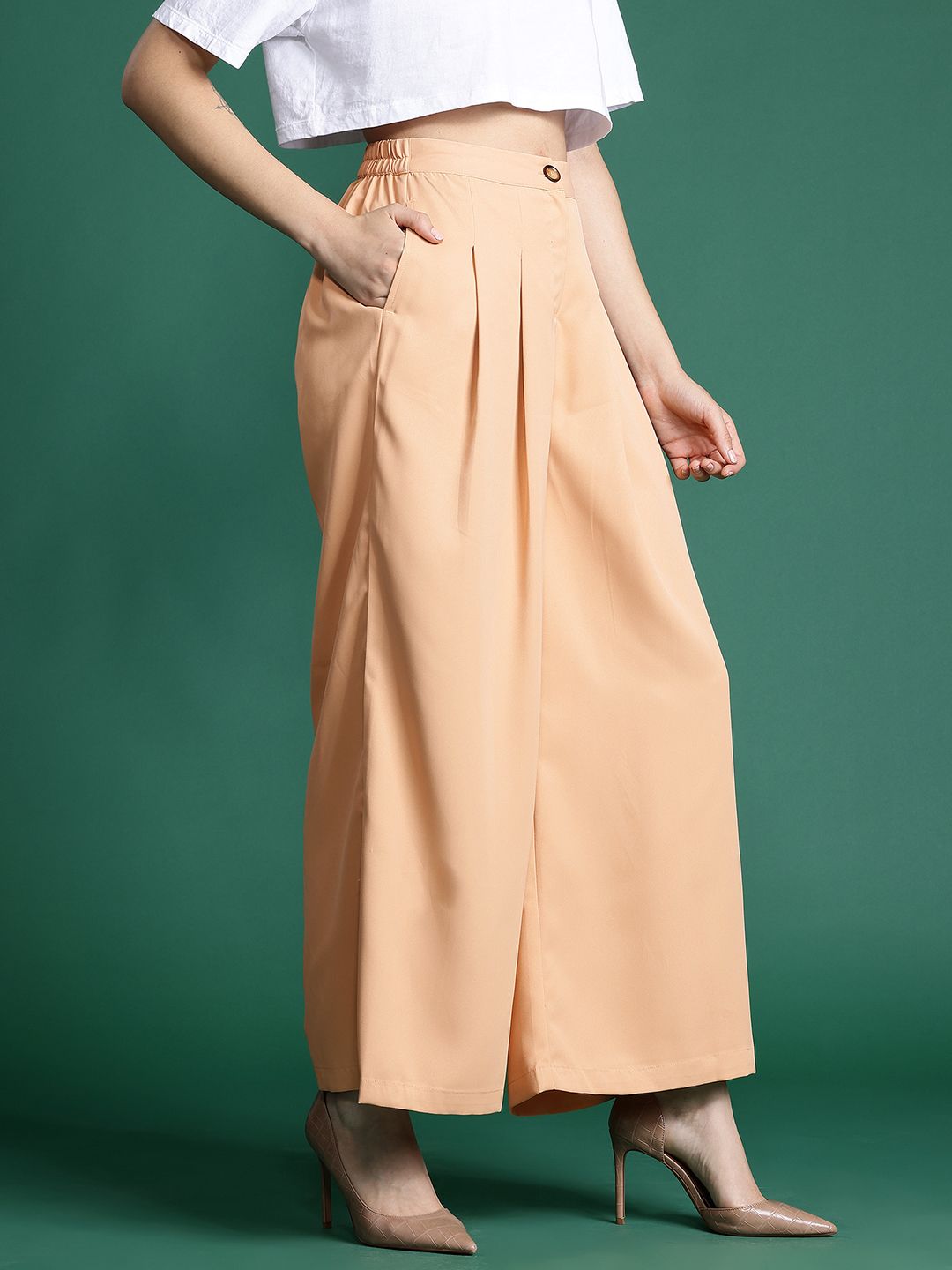 DressBerry Women Wide Leg Pleated Trousers