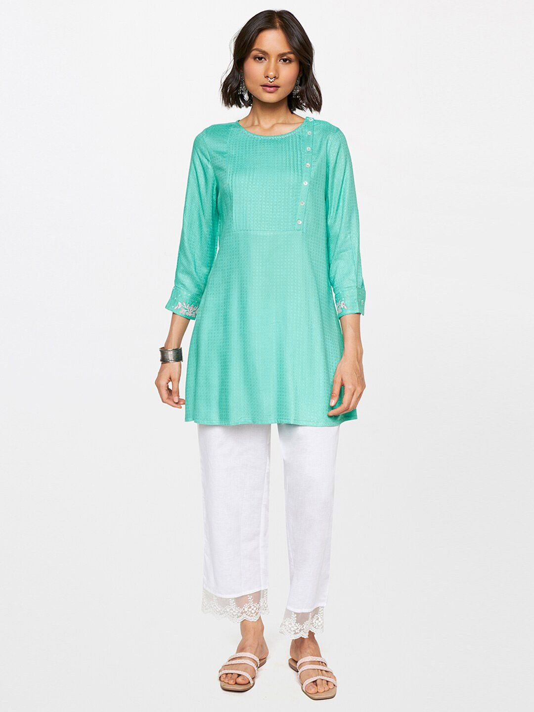Global Desi Woven Design Viscose Tunic