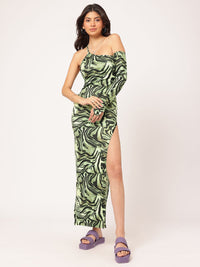 DressBerry Twilight Twirl Backless High Slit One-Shoulder Maxi Dres