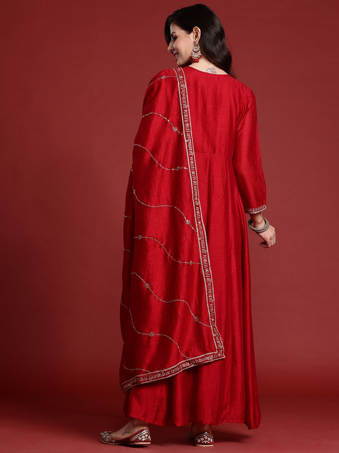 Indo Era Ethnic Motifs Embroidered Empire Kurta with Trousers & Dupatta