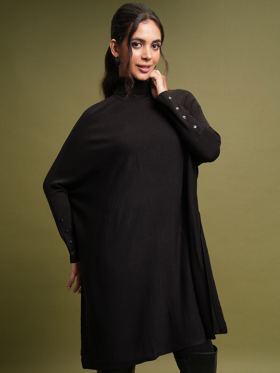 Tokyo Talkies Turtle Neck Longline Pullover Sweater
