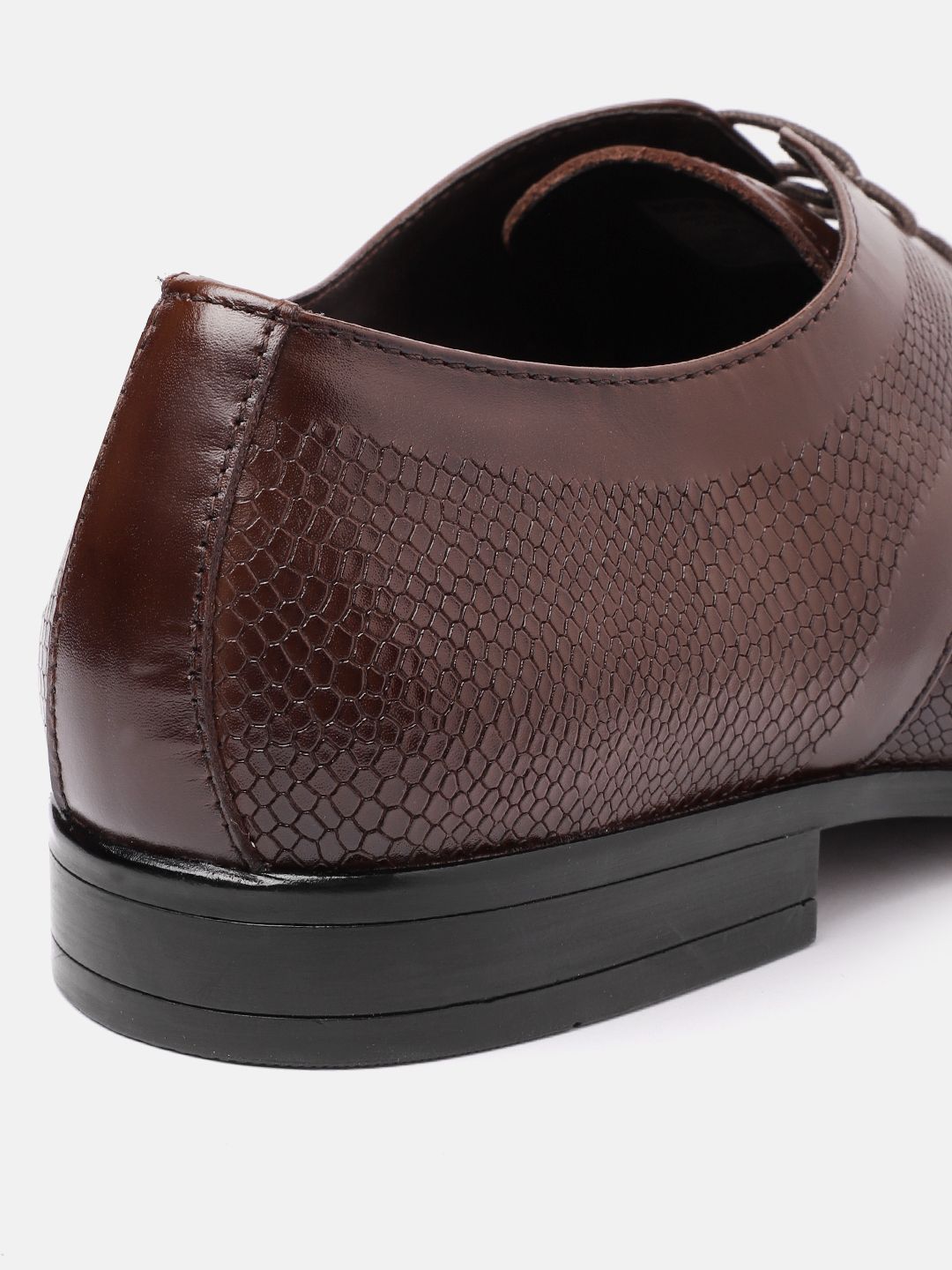 House of Pataudi Men Textured Detail Formal Derbys