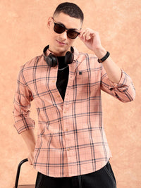 The Indian Garage Co Men Windowpane Checked Casual Shirt