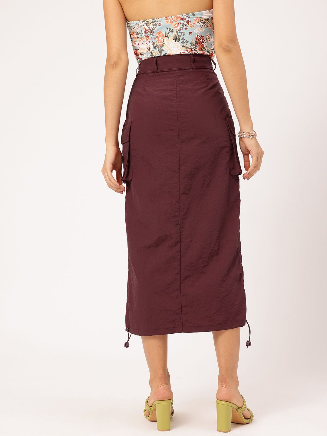 DressBerry Cute & Comfy Boxy Pocket Straight Midi Skirt