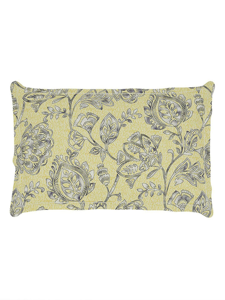 Story@home Cream-Coloured & Grey Floral Microfiber 180 TC Single Bedsheet & 1 Pillow Cover